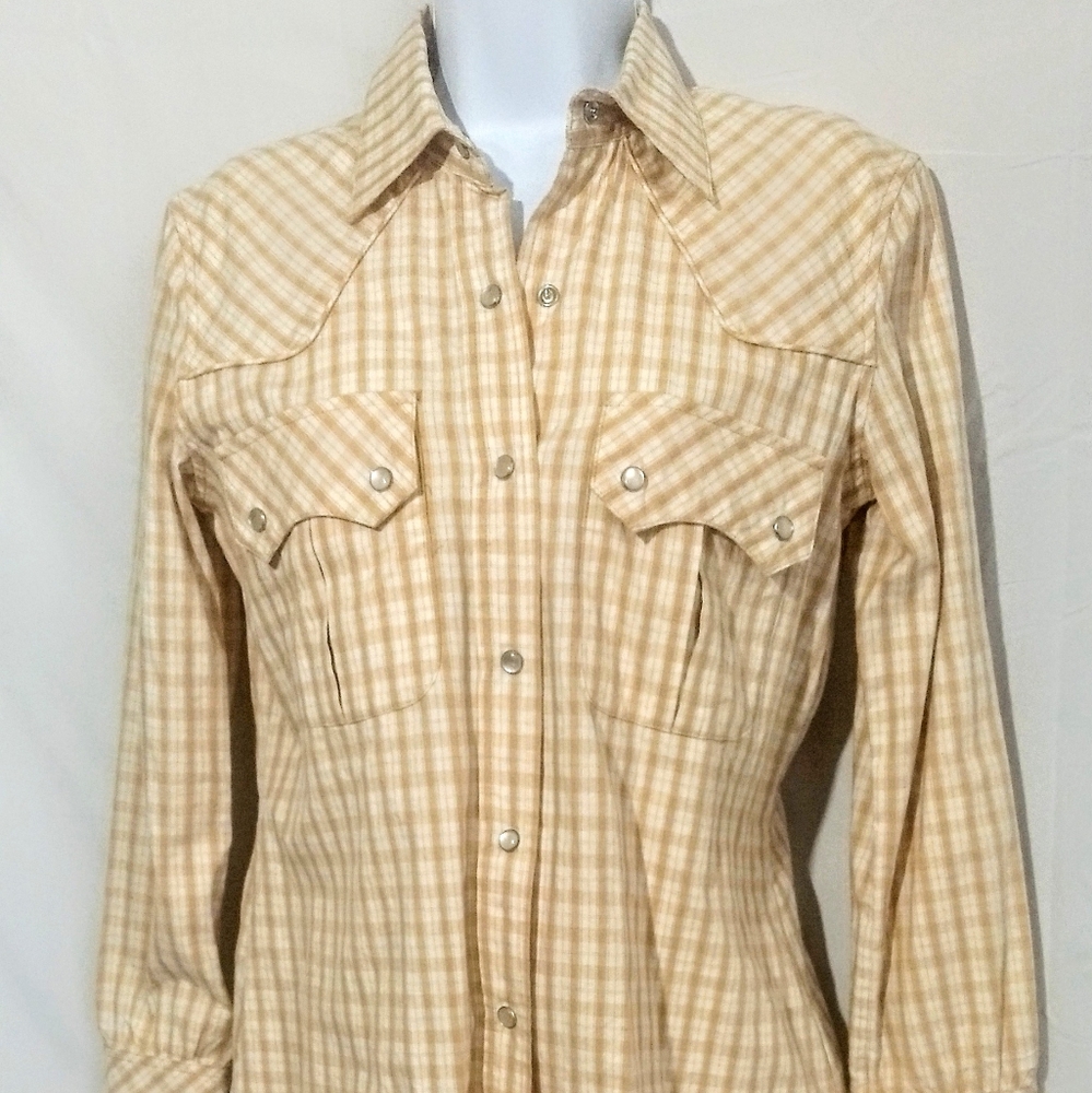 BEYOND VINTAGE PEARL SNAP WESTERN COTTON TOP  S